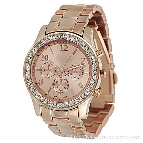 2014 Fashion Latest Quartz Stainless Steel Watch with Plating Rose Gold
